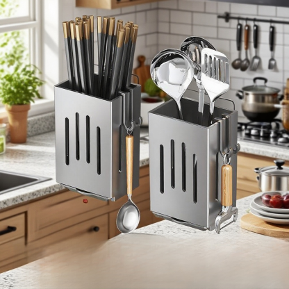 Convenient Wall-Mounted Kitchen Chopsticks and Knife Storage Rack