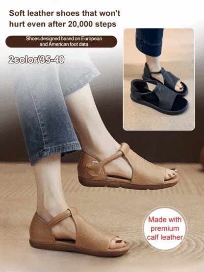 🩴Orthopedic Leather Sandals: Japanese Handmade Arch Support for Plantar Fasciitis & Flat Feet Relief