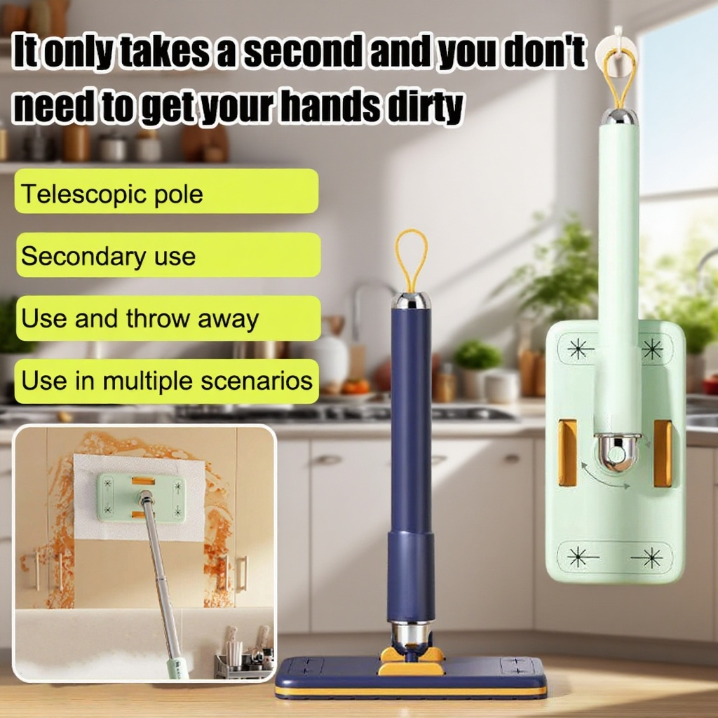 Retractable Mini Flat Washcloth Mop for Easy Household Cleaning