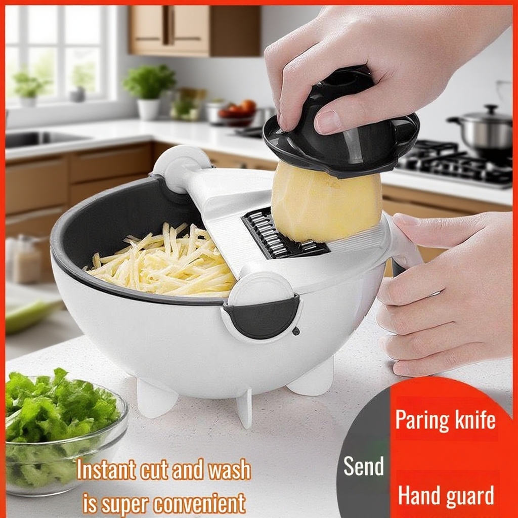 Multi-functional Vegetable Cutter and Drain Basket for Home Use