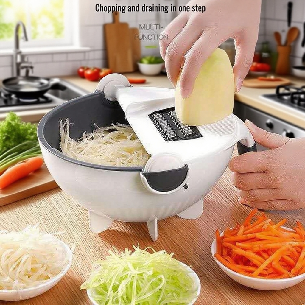 Multi-functional Vegetable Cutter and Drain Basket for Home Use