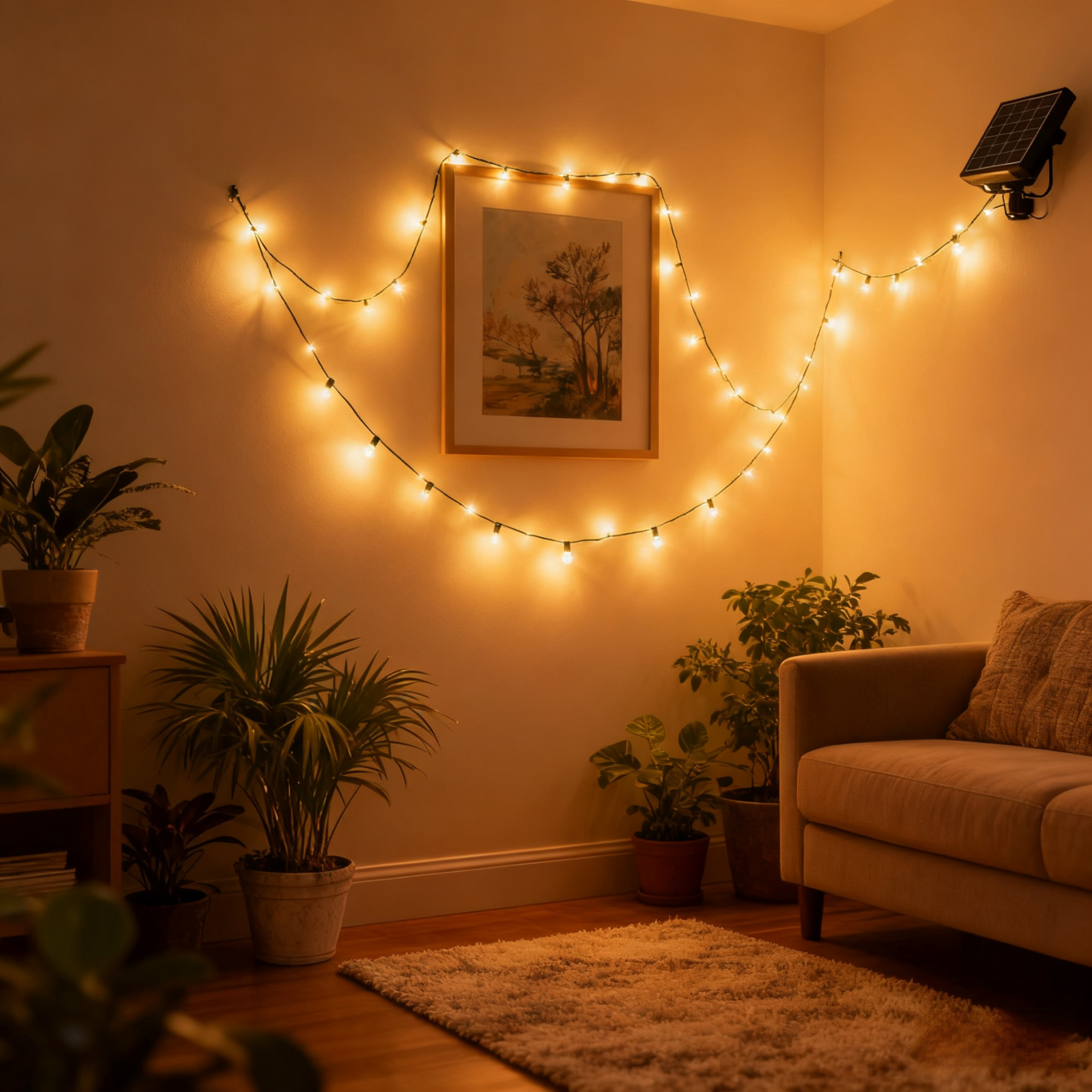 【ค่าไฟ 0 บาท+สว่างนาน 8-10 ชม】ไฟห้อยระย้าโซล่าเซลล์