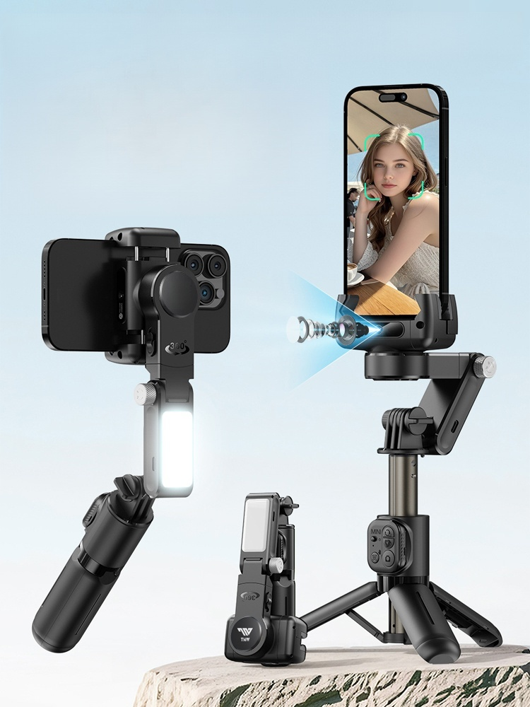 【ขาตั้งกันสั่น 3 แกน พร้อม AI ติดตาม】 ติดตามคุณโดยอัตโนมัติ ครอบคลุม 360° ภาพนิ่งทุกมุม