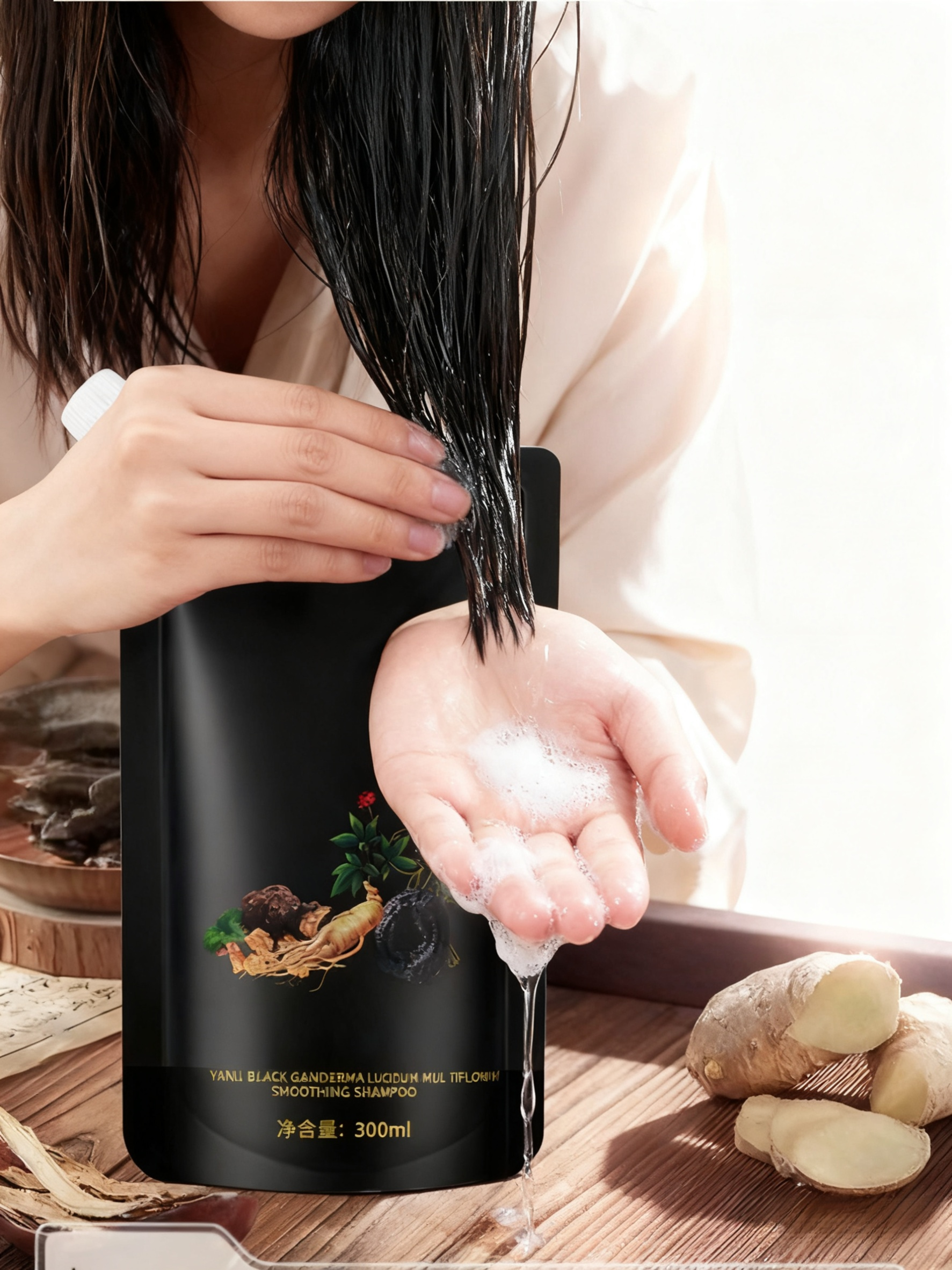 【หยุดผมร่วง! ดูผลลัพธ์หลังใช้ 2 สัปดาห์】แชมพูป้องกันผมร่วงโสมและโชวู