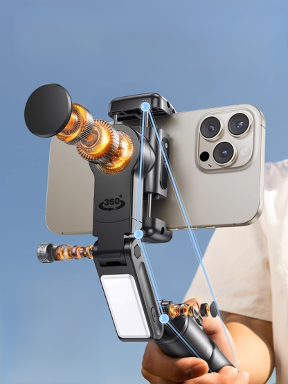 【ขาตั้งกันสั่น 3 แกน พร้อม AI ติดตาม】 ติดตามคุณโดยอัตโนมัติ ครอบคลุม 360° ภาพนิ่งทุกมุม