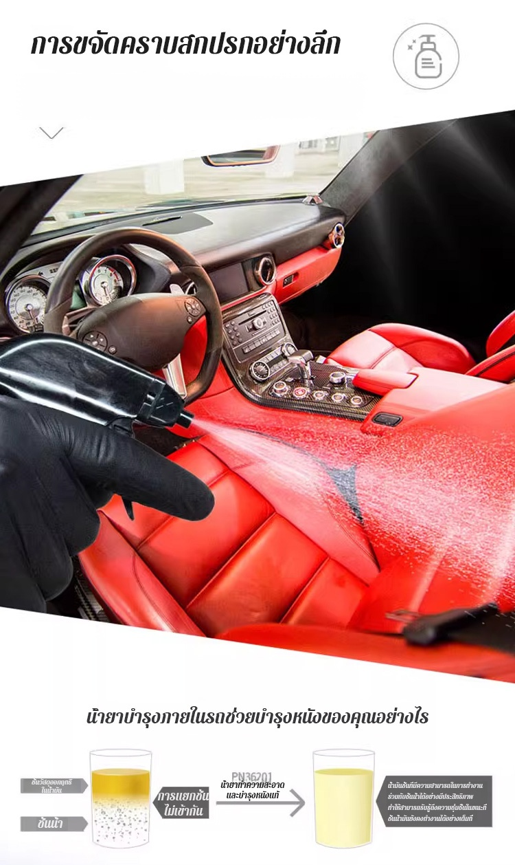 【รถเก่าเหมือนใหม่ บอกลาคราบสกปรก! 】น้ำยาเคลือบเงาบำรุงภายในรถยนต์