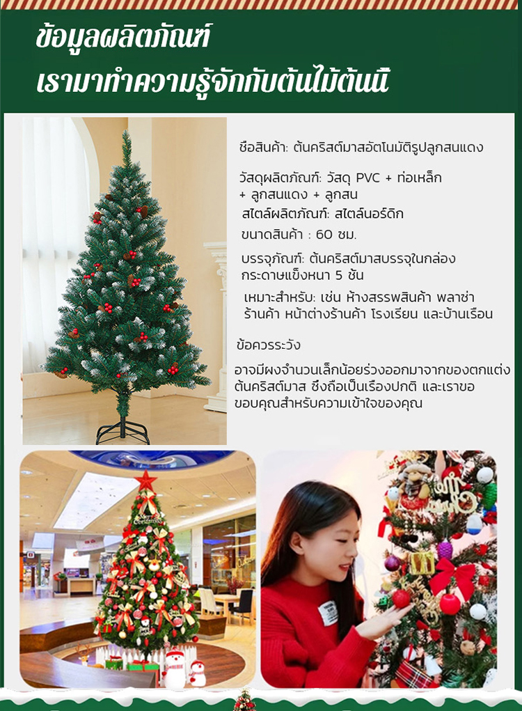 ต้นคริสต์มาสลูกสนแดง เครื่องประดับคริสต์มาส