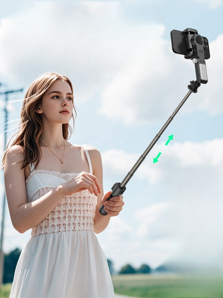 【ขาตั้งกันสั่น 3 แกน พร้อม AI ติดตาม】 ติดตามคุณโดยอัตโนมัติ ครอบคลุม 360° ภาพนิ่งทุกมุม