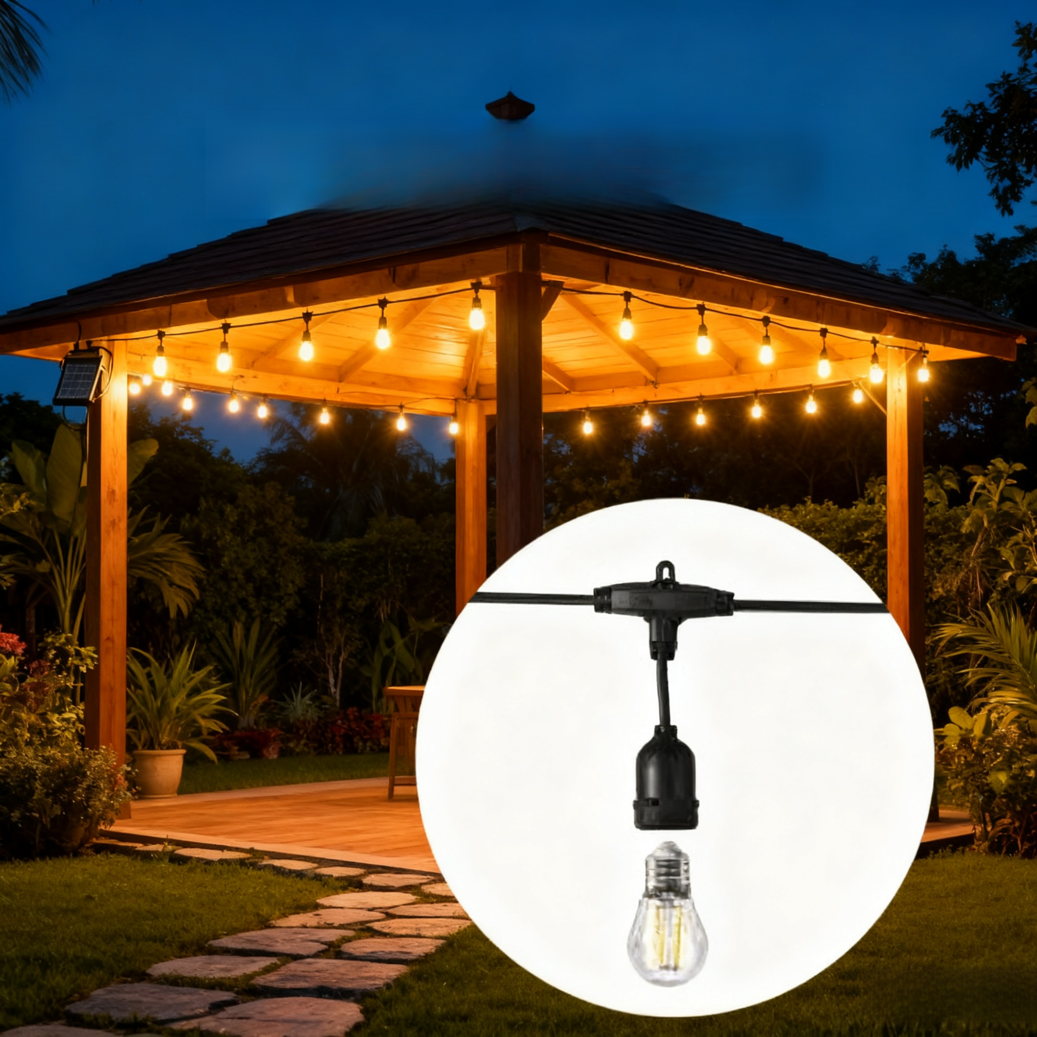 【ค่าไฟ 0 บาท+สว่างนาน 8-10 ชม】ไฟห้อยระย้าโซล่าเซลล์