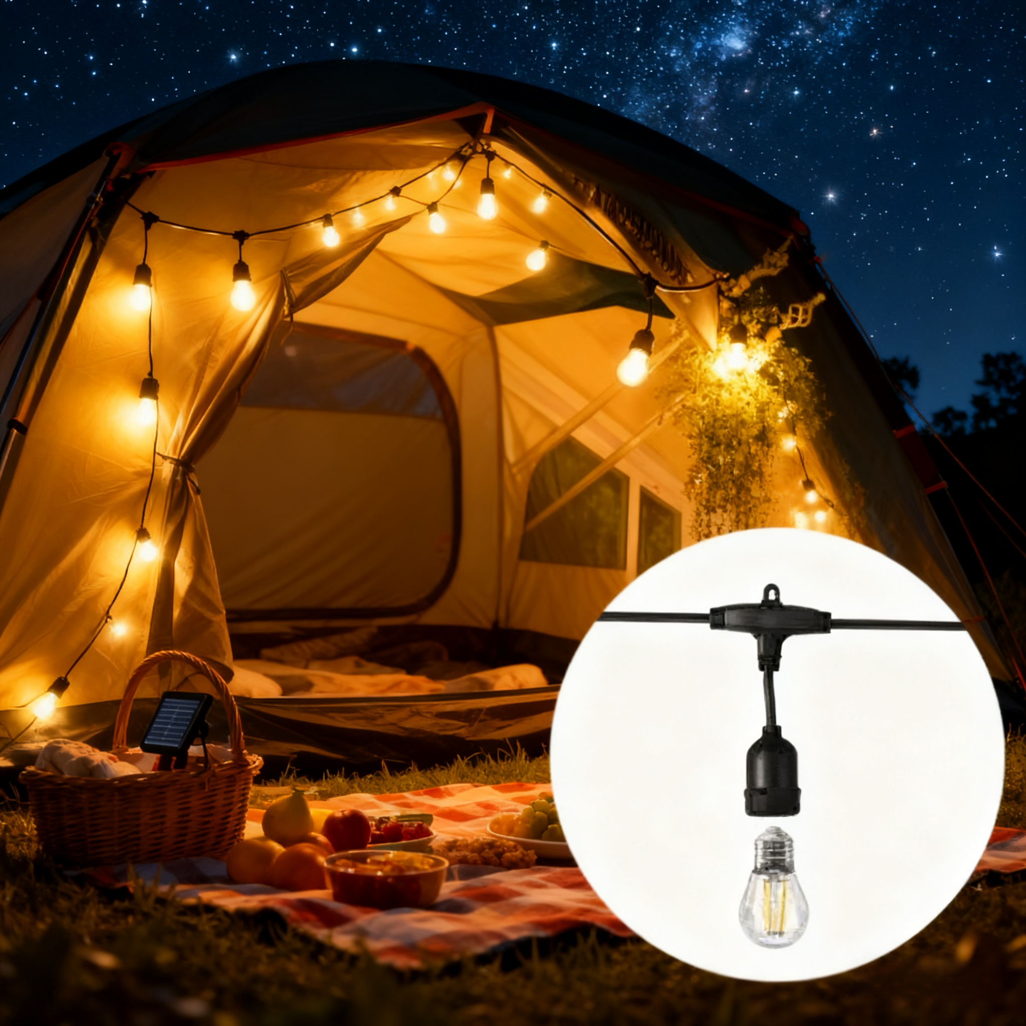 【ค่าไฟ 0 บาท+สว่างนาน 8-10 ชม】ไฟห้อยระย้าโซล่าเซลล์