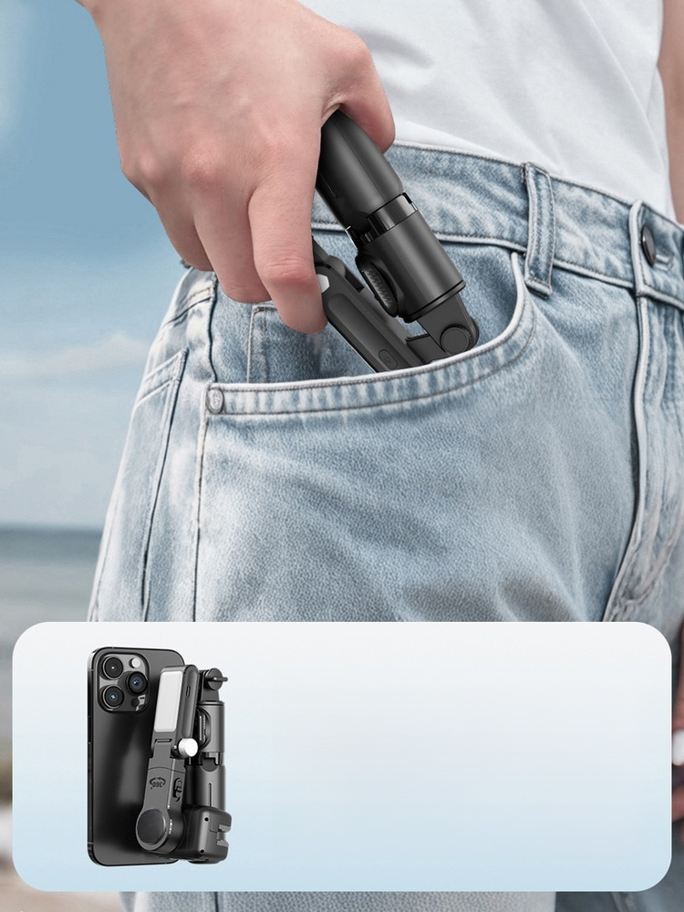 【ขาตั้งกันสั่น 3 แกน พร้อม AI ติดตาม】 ติดตามคุณโดยอัตโนมัติ ครอบคลุม 360° ภาพนิ่งทุกมุม