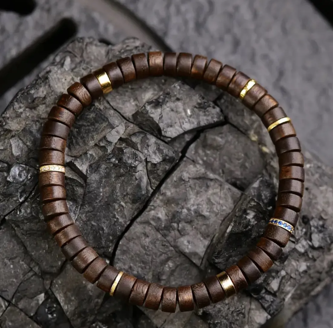 荒野の天然植栽沈香ブレスレット ストレートカットタブレット ラウンド型メロウウッドボーイフレンドブレスレット