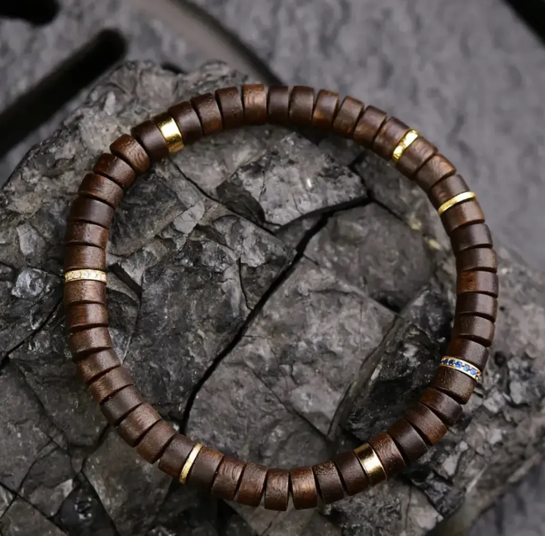 荒野の天然植栽沈香ブレスレット ストレートカットタブレット ラウンド型メロウウッドボーイフレンドブレスレット