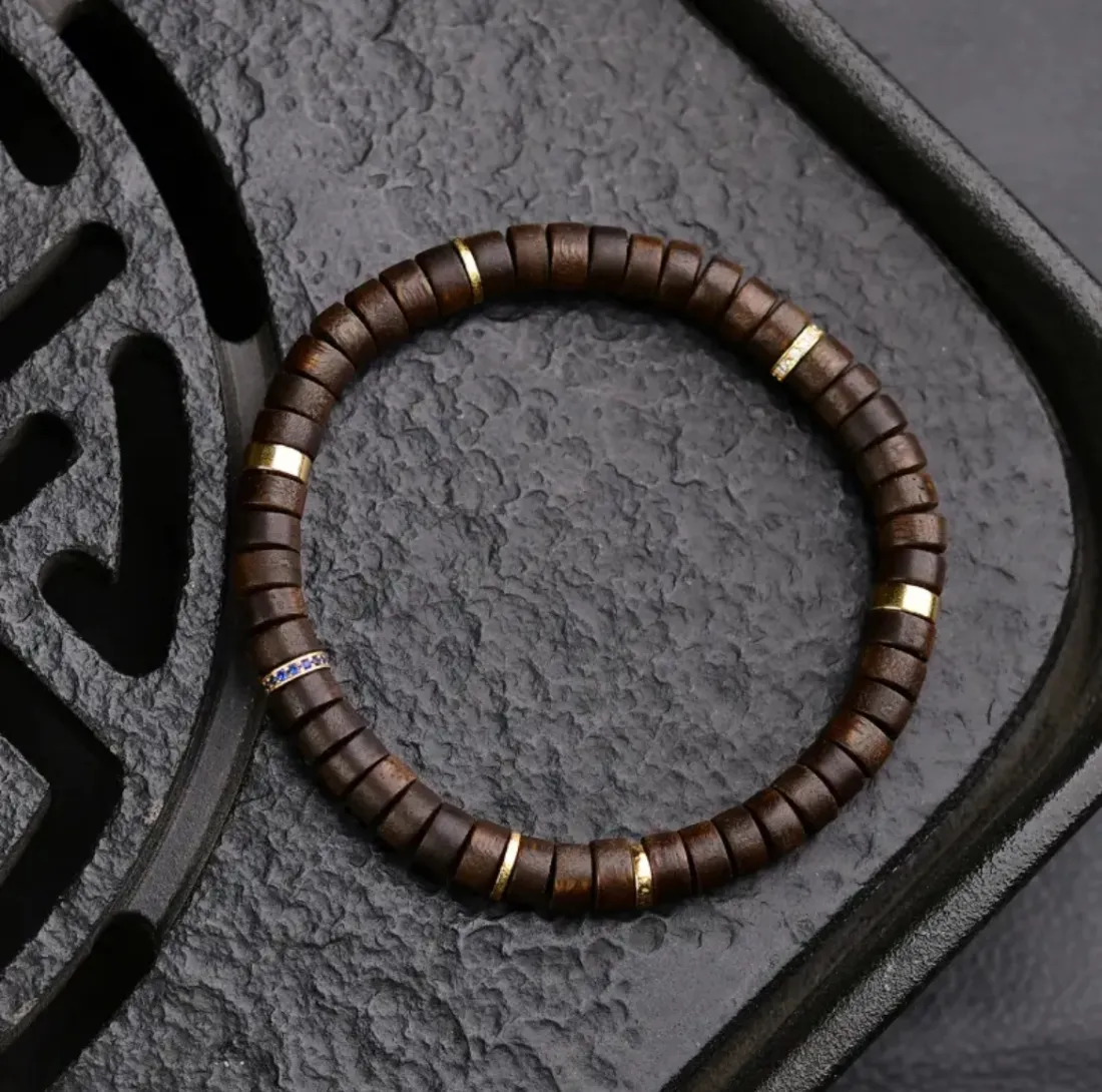 荒野の天然植栽沈香ブレスレット ストレートカットタブレット ラウンド型メロウウッドボーイフレンドブレスレット