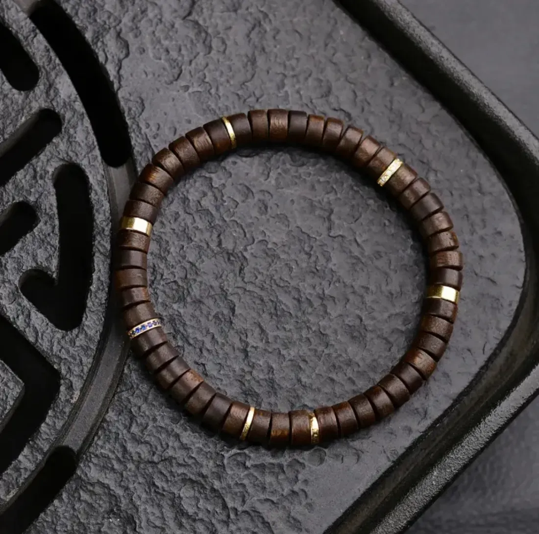 荒野の天然植栽沈香ブレスレット ストレートカットタブレット ラウンド型メロウウッドボーイフレンドブレスレット