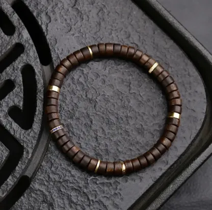 荒野の天然植栽沈香ブレスレット ストレートカットタブレット ラウンド型メロウウッドボーイフレンドブレスレット