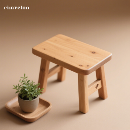 Solid wood stool