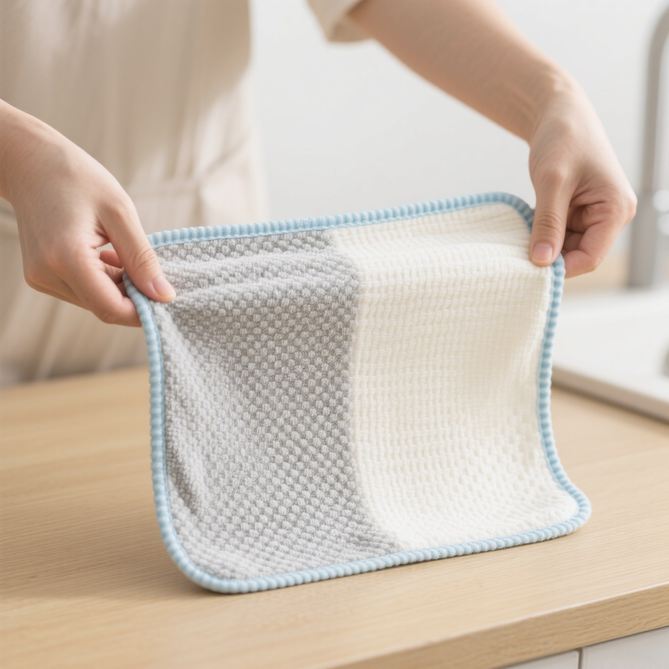 ผ้าไมโครไฟเบอร์ลายตารางสองสี