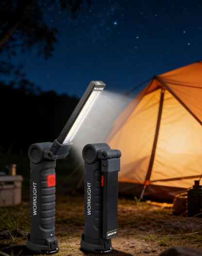 ไฟฉายอเนกประสงค์ COB LED: พับได้ 360° พร้อมแม่เหล็กแรงสูง - สว่างจ้า ชาร์จ USB เหมาะสำหรับซ่อมรถและแคมป์ปิ้ง