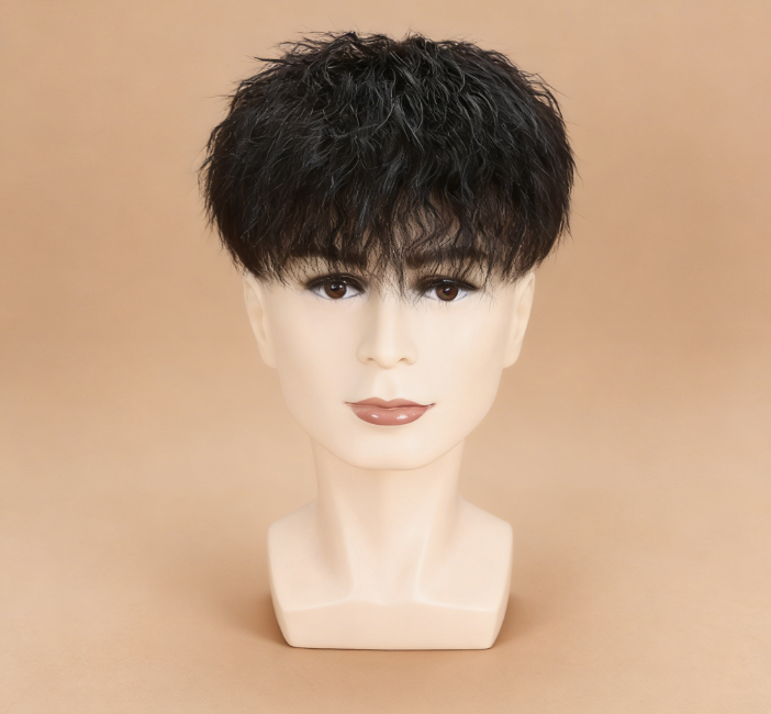 วิกผมแท้ 100% สำหรับผู้ชาย ทรงดัดฟอยล์ (Tin Foil Perm) สระ ไดร์หนีบ เซ็ตทรงได้ ดูเป็นธรรมชาติ ไม่โป๊ะ