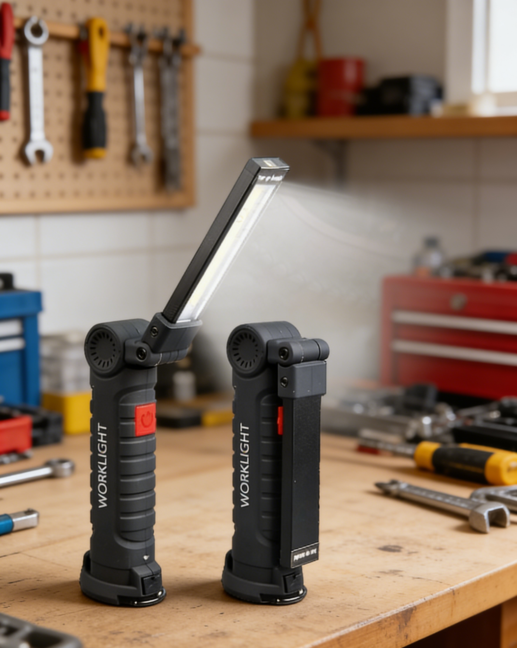 ไฟฉายอเนกประสงค์ COB LED: พับได้ 360° พร้อมแม่เหล็กแรงสูง - สว่างจ้า ชาร์จ USB เหมาะสำหรับซ่อมรถและแคมป์ปิ้ง