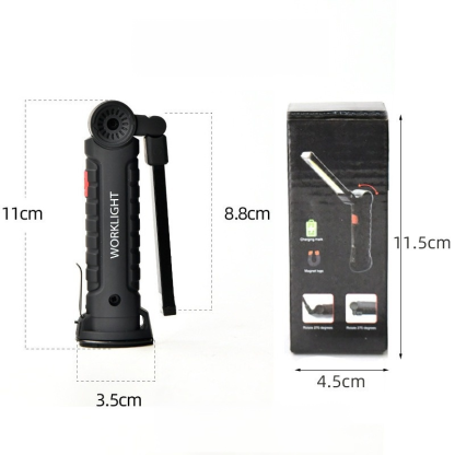 ไฟฉายอเนกประสงค์ COB LED: พับได้ 360° พร้อมแม่เหล็กแรงสูง - สว่างจ้า ชาร์จ USB เหมาะสำหรับซ่อมรถและแคมป์ปิ้ง