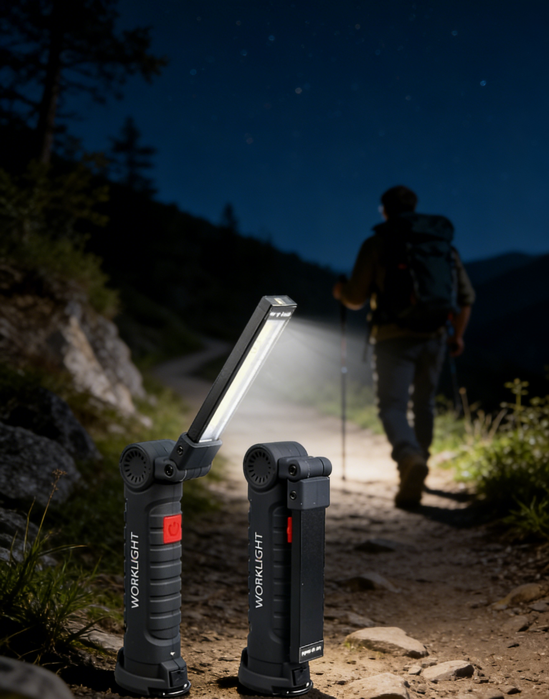 ไฟฉายอเนกประสงค์ COB LED: พับได้ 360° พร้อมแม่เหล็กแรงสูง - สว่างจ้า ชาร์จ USB เหมาะสำหรับซ่อมรถและแคมป์ปิ้ง