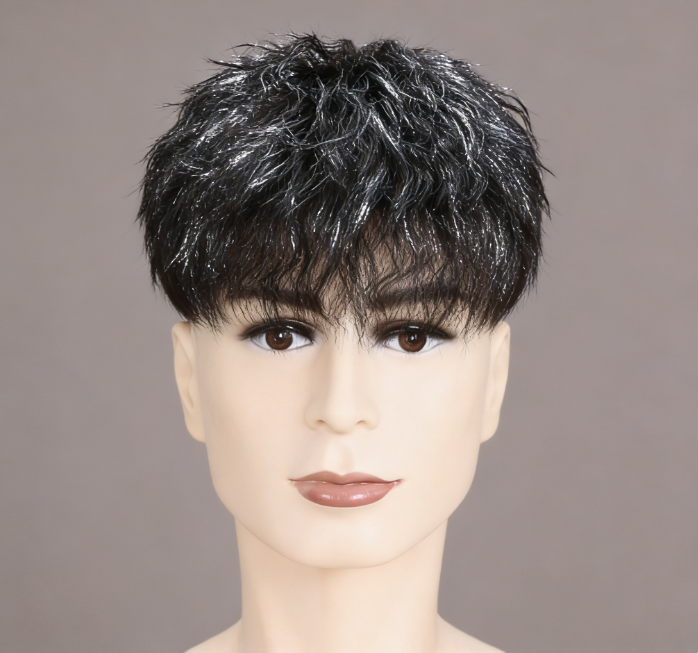วิกผมแท้ 100% สำหรับผู้ชาย ทรงดัดฟอยล์ (Tin Foil Perm) สระ ไดร์หนีบ เซ็ตทรงได้ ดูเป็นธรรมชาติ ไม่โป๊ะ