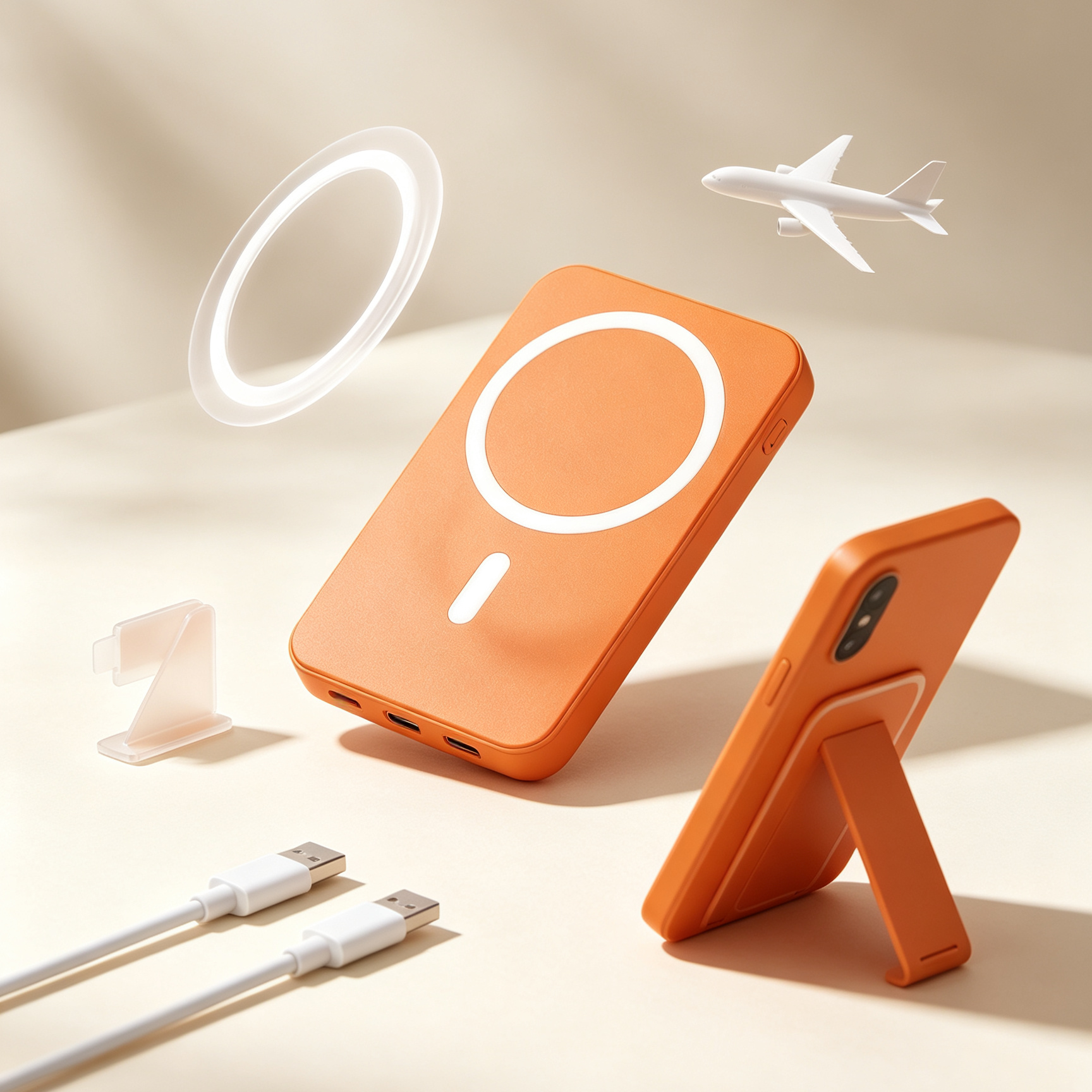 พาวเวอร์แบงค์ชาร์จไร้สายแม่เหล็ก 10000mAh มีขาตั้ง พกขึ้นเครื่องได้ ไม่โดนยึด แท้มาตรฐาน 3C