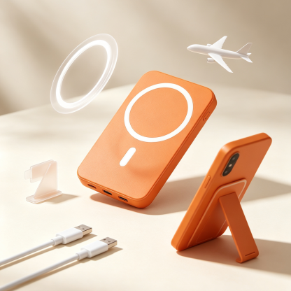 พาวเวอร์แบงค์ชาร์จไร้สายแม่เหล็ก 10000mAh มีขาตั้ง พกขึ้นเครื่องได้ ไม่โดนยึด แท้มาตรฐาน 3C