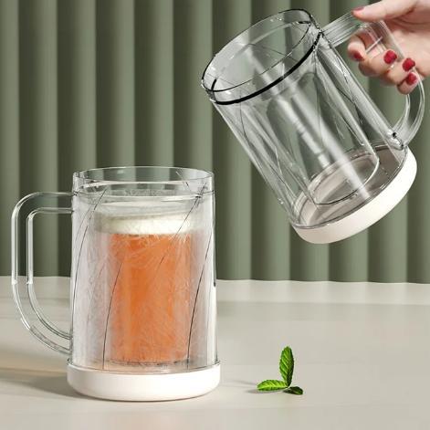 Double layer ice cold beer glass