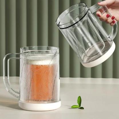Double layer ice cold beer glass