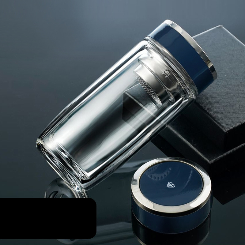 Double layer high borosilicate glass water bottle