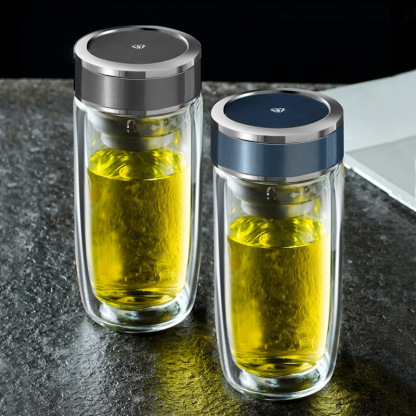 Double layer high borosilicate glass water bottle