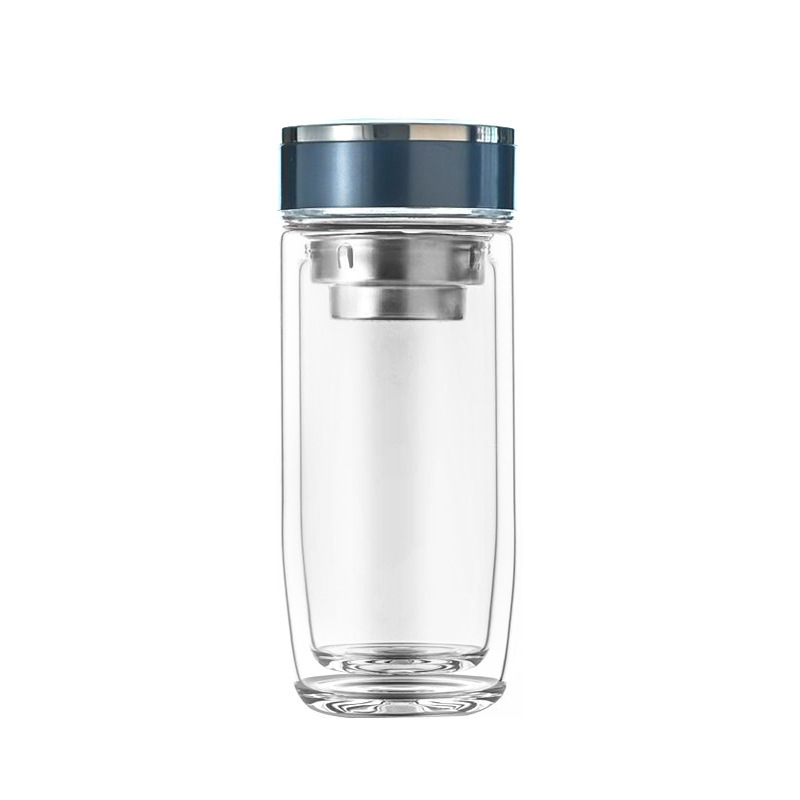 Double layer high borosilicate glass water bottle
