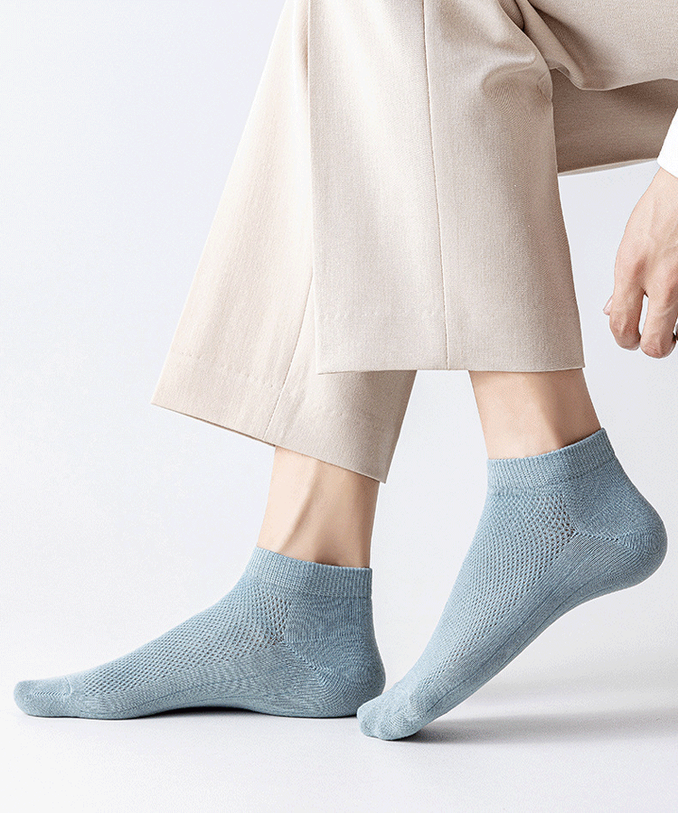 Solid color mesh breathable sweat-absorbing antibacterial socks [odor-proof and antibacterial]