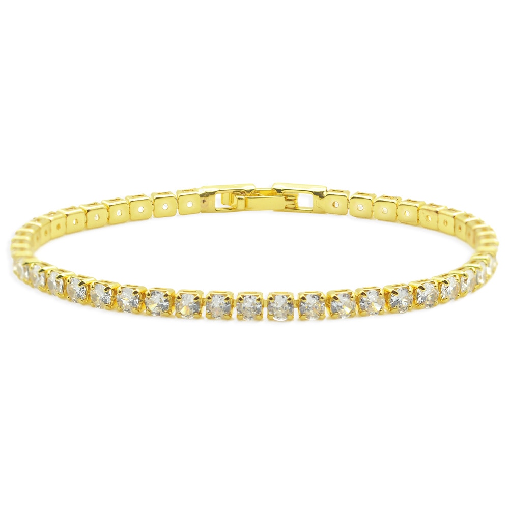 14K Gold Plated 3mm Cubic Zirconia Classic Tennis Bracelet for Women Girl 6.5-7.5 Inch Dropshipping Dainty Jewellery Hip Hop