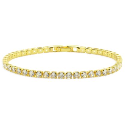 14K Gold Plated 3mm Cubic Zirconia Classic Tennis Bracelet for Women Girl 6.5-7.5 Inch Dropshipping Dainty Jewellery Hip Hop