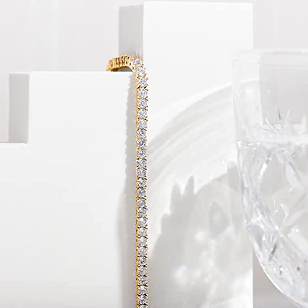14K Gold Plated 3mm Cubic Zirconia Classic Tennis Bracelet for Women Girl 6.5-7.5 Inch Dropshipping Dainty Jewellery Hip Hop