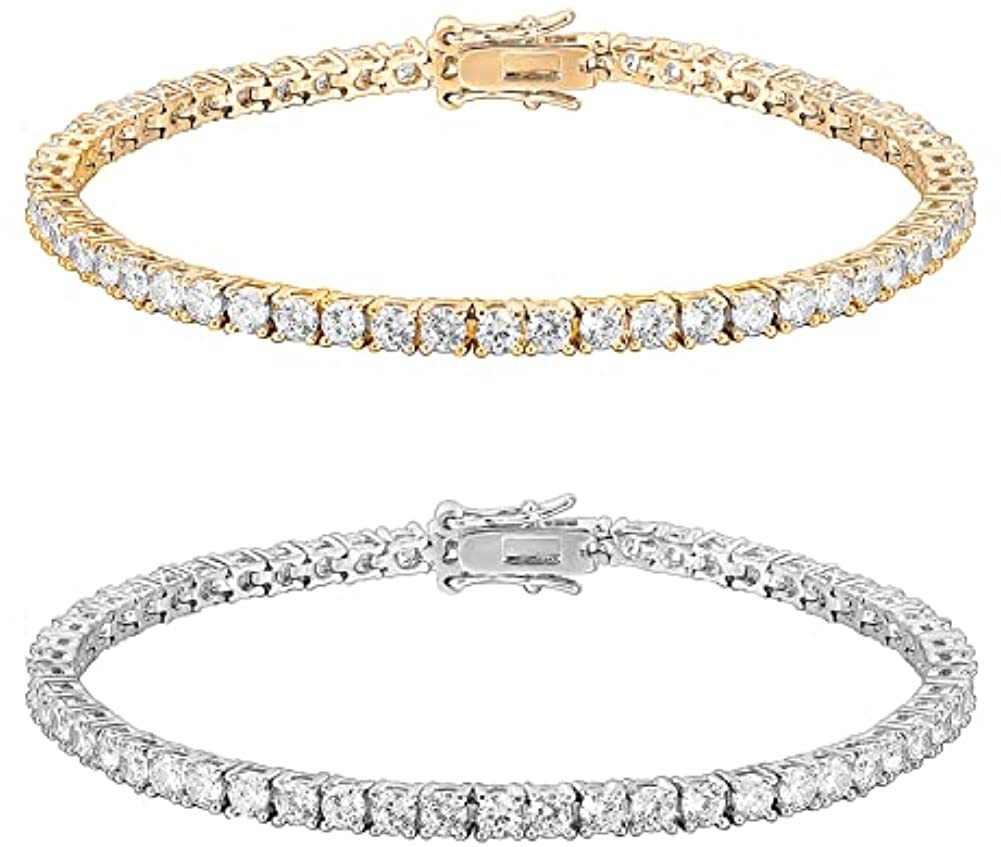14K Gold Plated 3mm Cubic Zirconia Classic Tennis Bracelet for Women Girl 6.5-7.5 Inch Dropshipping Dainty Jewellery Hip Hop