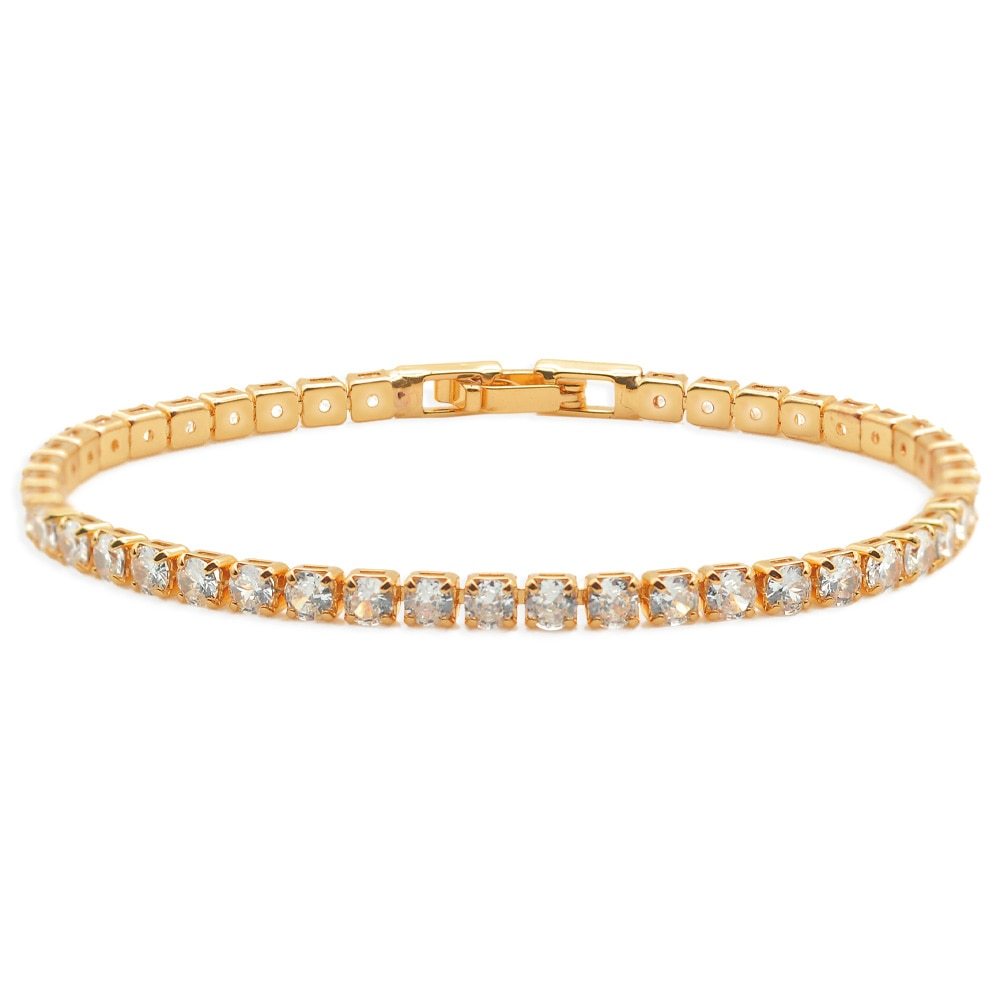 14K Gold Plated 3mm Cubic Zirconia Classic Tennis Bracelet for Women Girl 6.5-7.5 Inch Dropshipping Dainty Jewellery Hip Hop