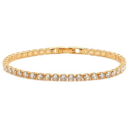 14K Gold Plated 3mm Cubic Zirconia Classic Tennis Bracelet for Women Girl 6.5-7.5 Inch Dropshipping Dainty Jewellery Hip Hop