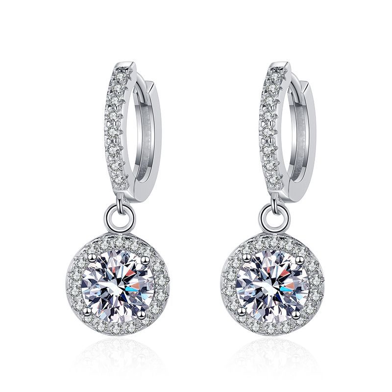 Elegant long round 925 silver earrings
