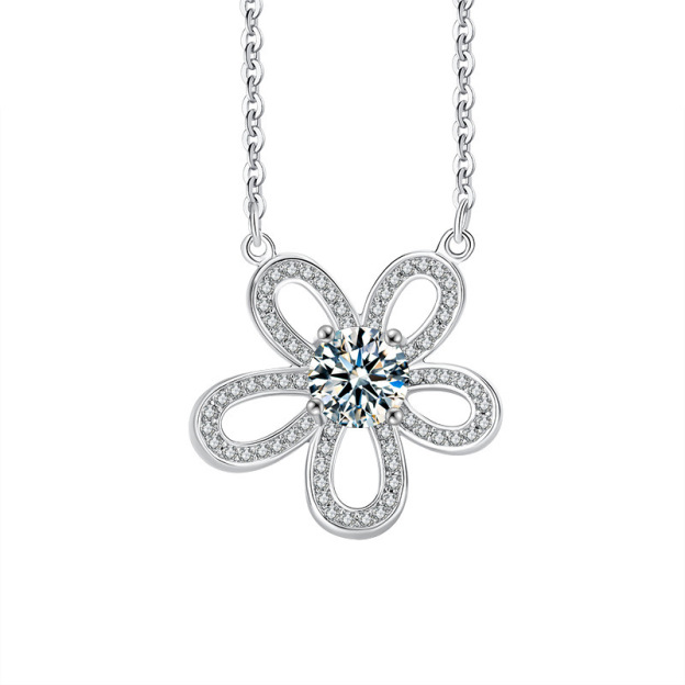Moissanite Flower Petal Necklace