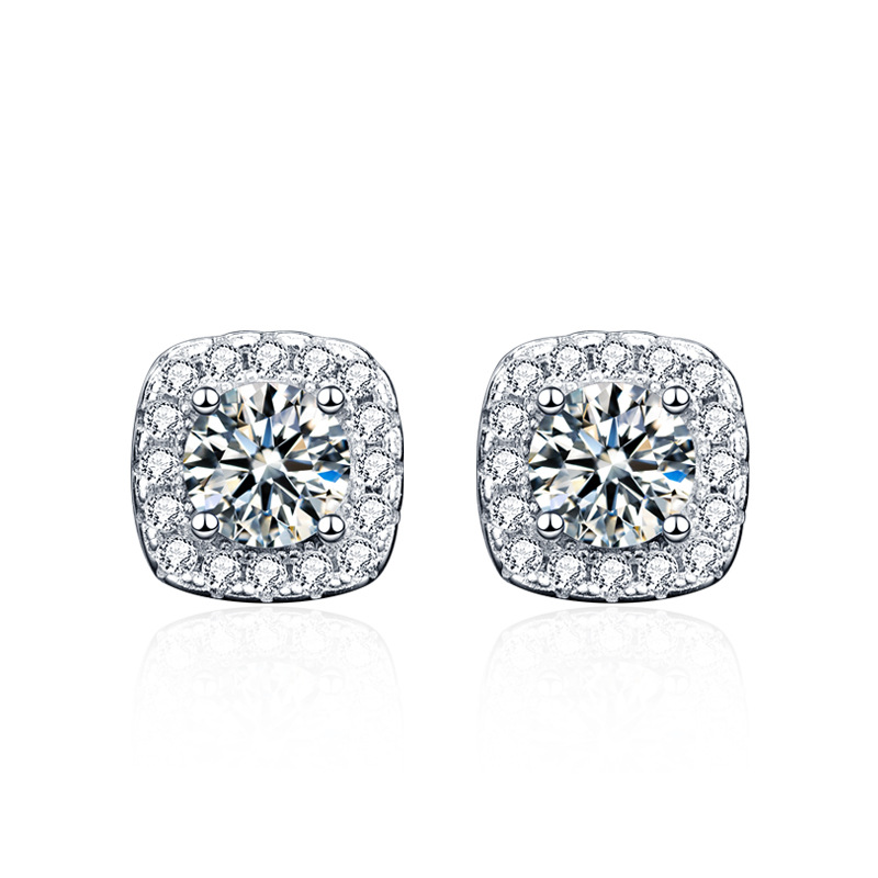 Princess Square Moissanite Earrings