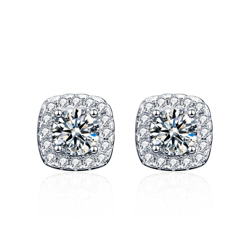 Princess Square Moissanite Earrings