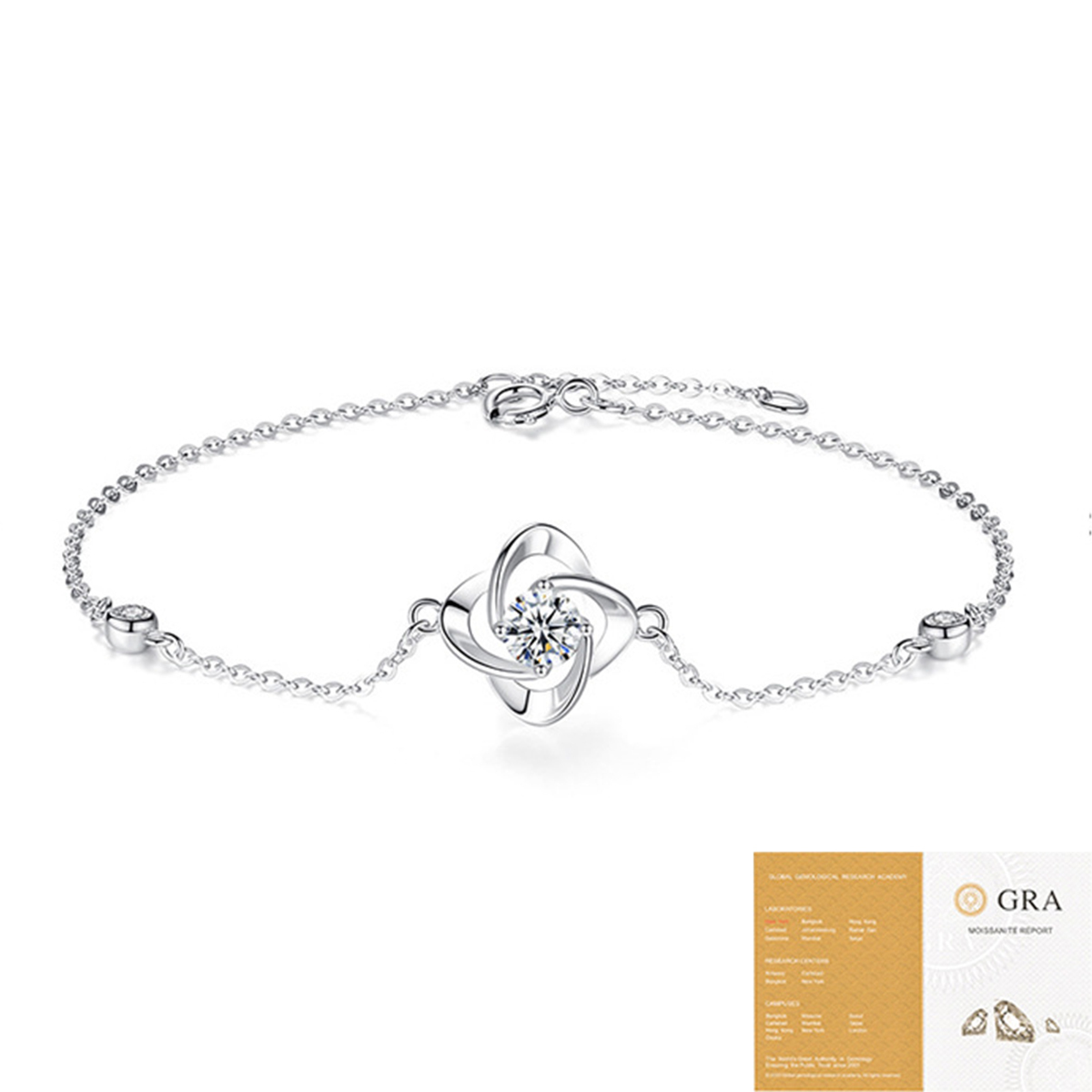 Moissanite Four-Leaf Clover Women’s Bracelet