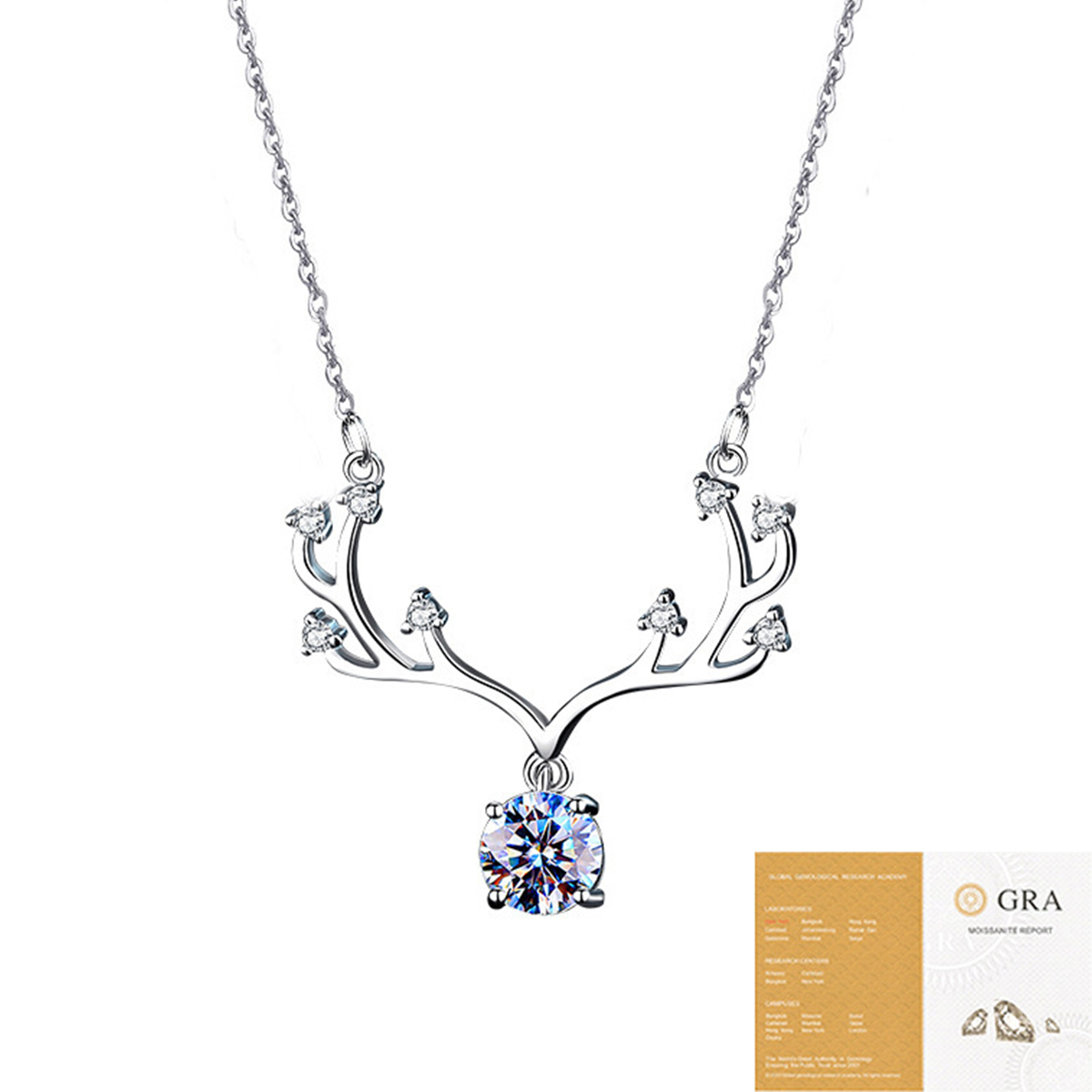 Exquisite Reindeer Design 925 Silver Necklace
