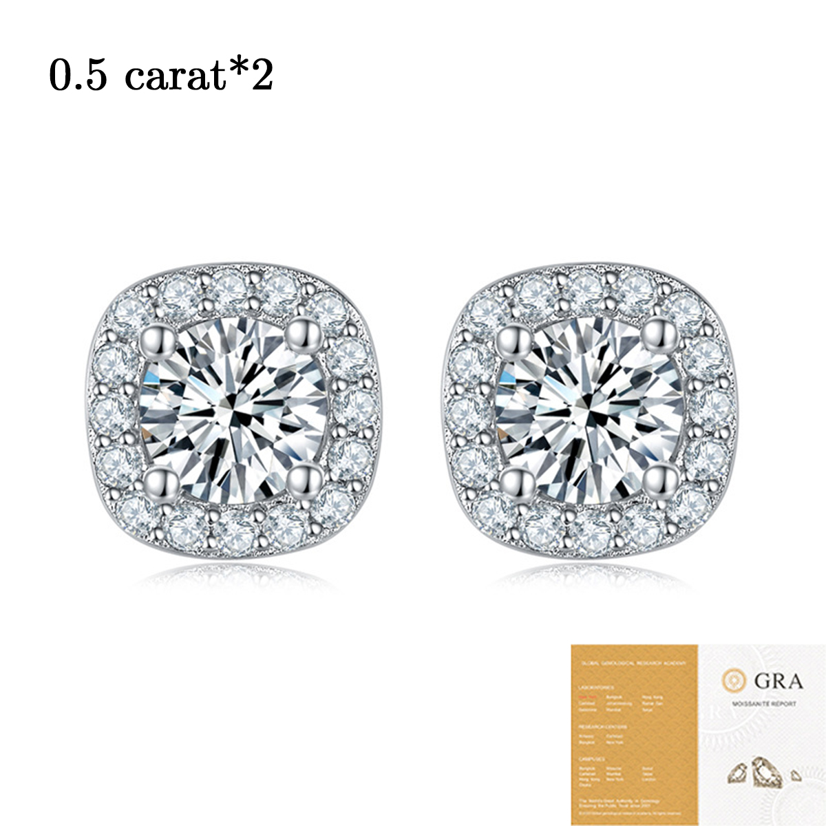 Princess Square Moissanite Earrings