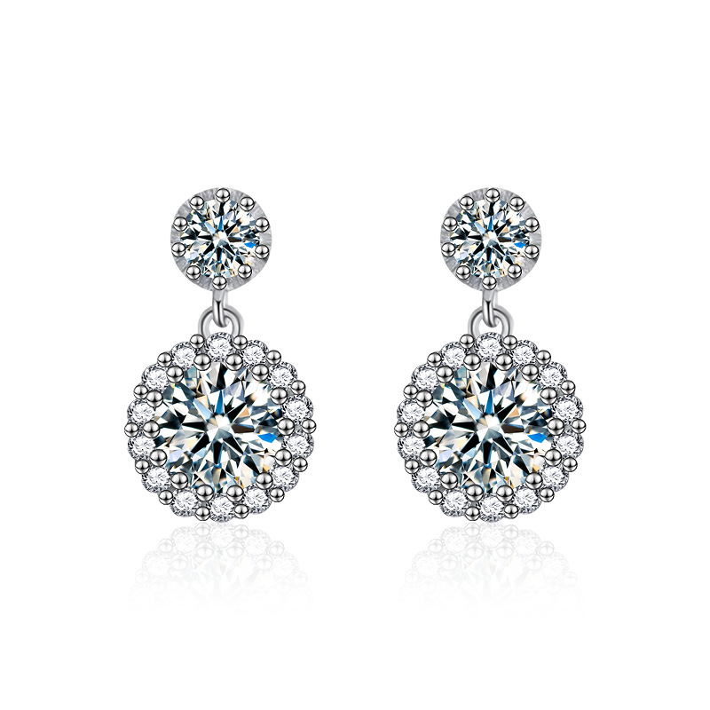 Round Halo Moissanite Earrings